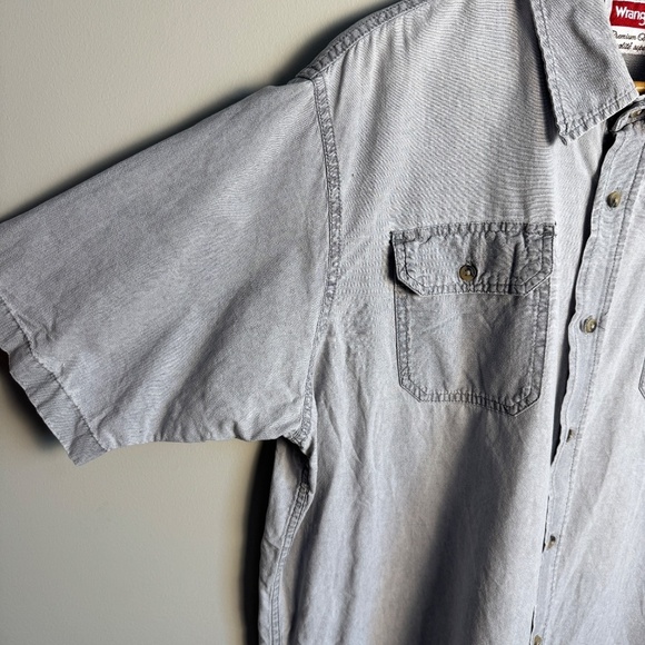 Wrangler Men's Short Sleeve Button Up Western Shirt‎ Gray X-Large Flap Pockets - Picture 2 of 12